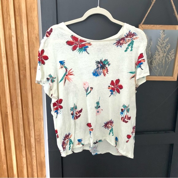 Madewell Knot Front Tee in Hawaiian Hideaway. Size XL - Picture 3 of 10